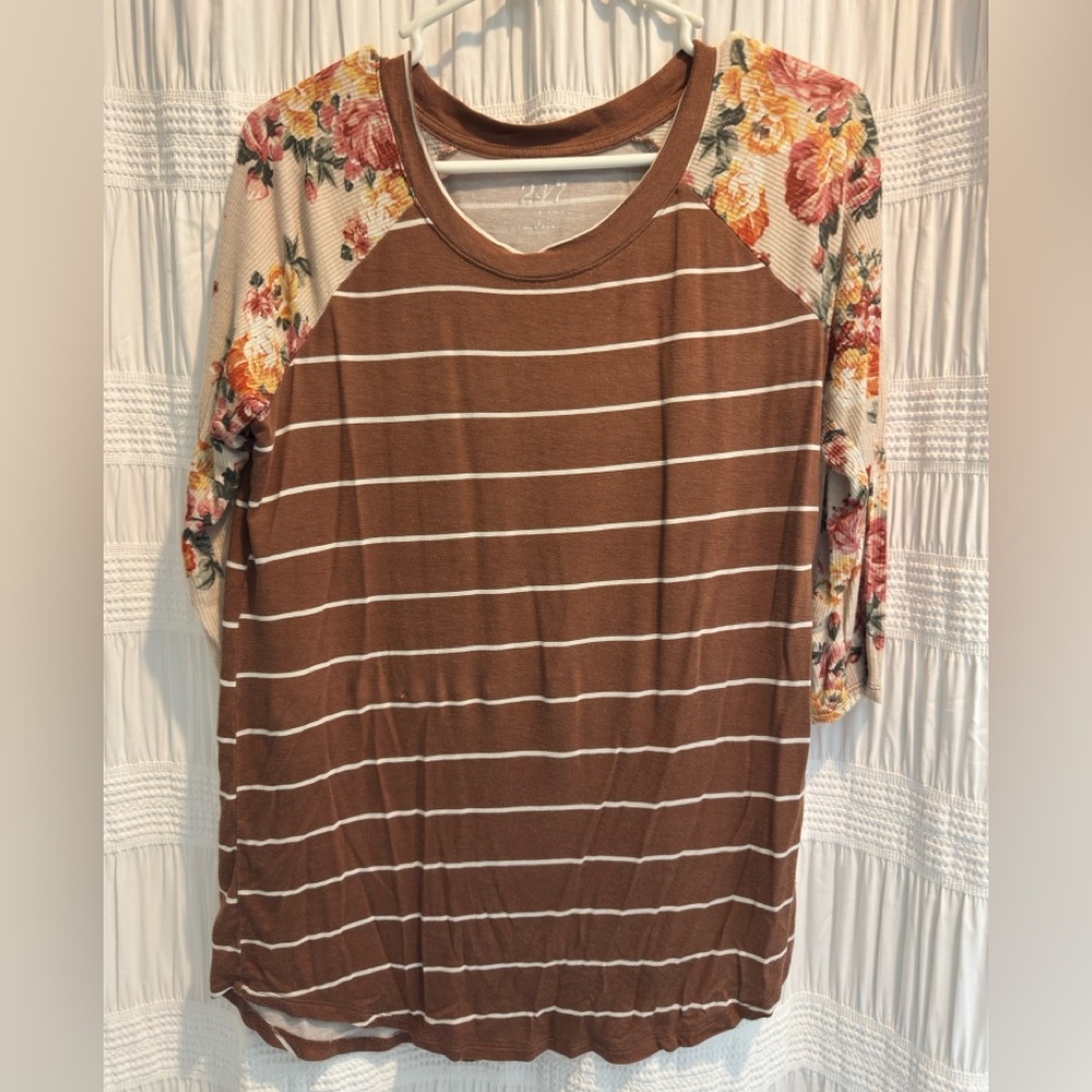 Brown and White Striped Shirt